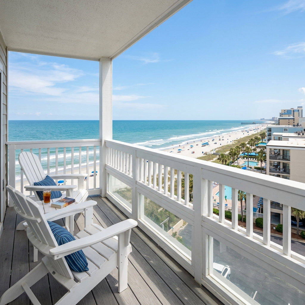 Coastal vacation rental balcony